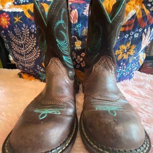 Ariat Brown and Turquoise Fat Baby Boots size 7.5